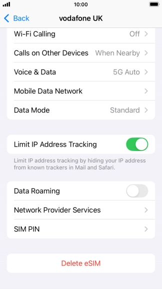 Press Delete eSIM and follow the instructions on the screen to delete your eSIM.