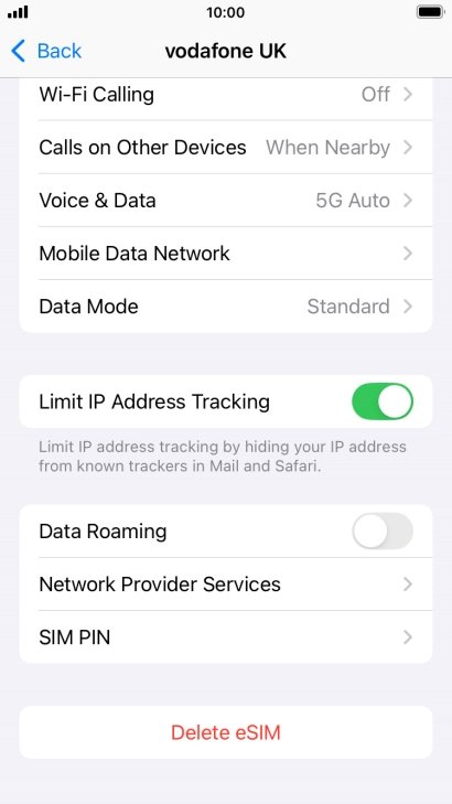 Press Delete eSIM and follow the instructions on the screen to delete your eSIM.