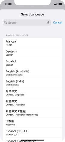 Press the required language.