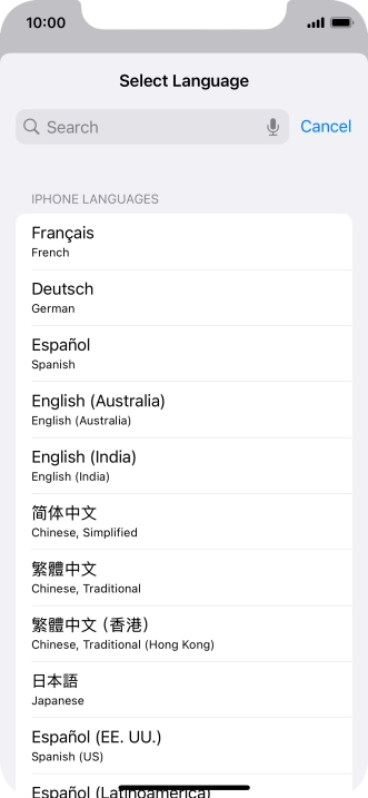Press the required language.