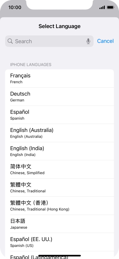 Press the required language.