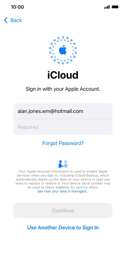 Press Required and key in the password for your Apple ID.