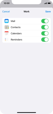 Press the indicators next to the required data types to turn synchronisation of each data type on or off.