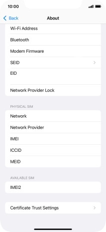 Your phone's EID number is displayed below EID.