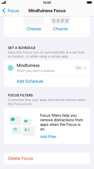 Press the required setting below 