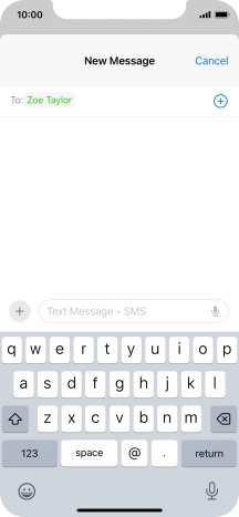Press the text input field and write the text for your text message.