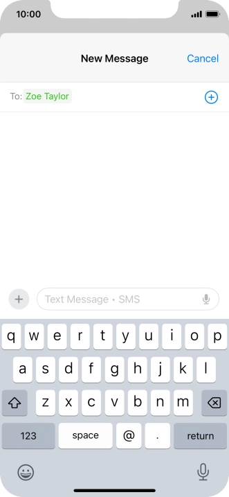 Press the text input field and write the text for your text message.