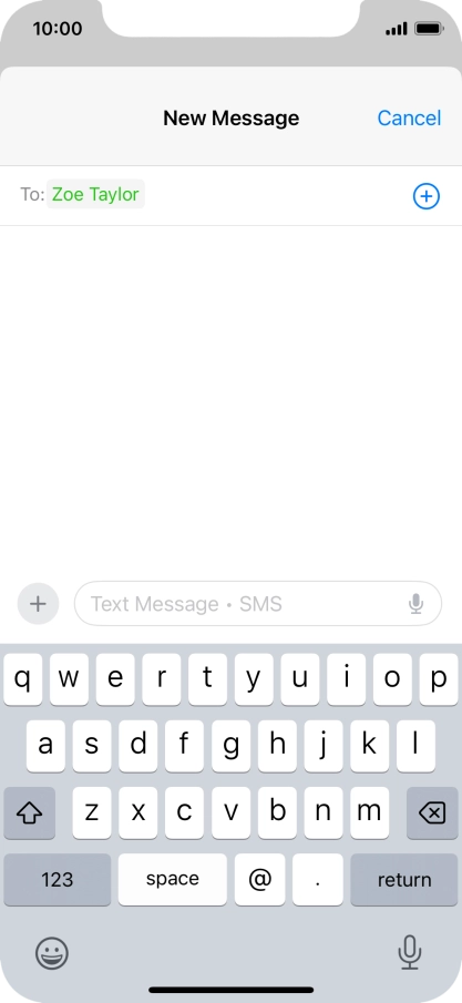 Press the text input field and write the text for your text message.