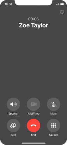 Press the end call icon to end the call and return to the home screen.