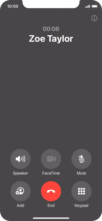 Press the end call icon to end the call and return to the home screen.