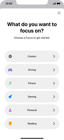 Press the required focus mode and follow the instructions on the screen to add the selected focus mode.