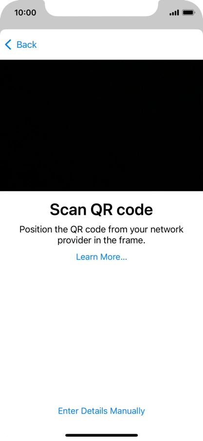 Place the QR code you've received inside the phone camera frame to scan the code. If you’ve deleted your eSIM, you can re-add it using your existing QR code. If you’re having problems, see our FAQ.