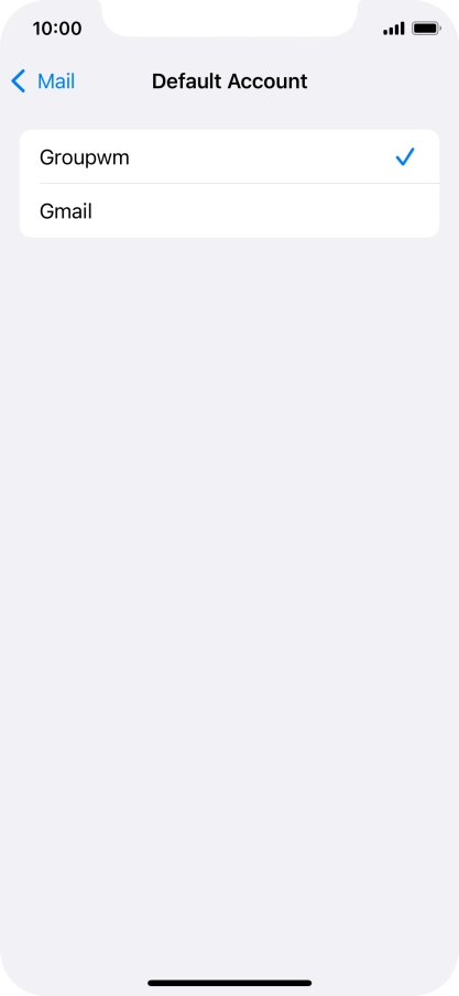 Press the required email account to select the email account as your default account.