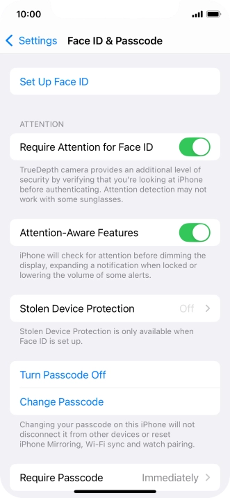 Press Turn Passcode Off and key in the phone lock code.