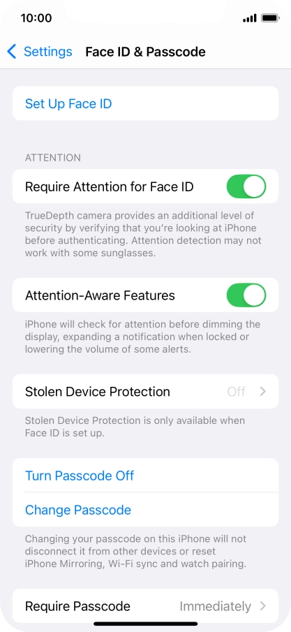 Press Turn Passcode Off and key in the phone lock code.