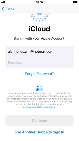 Press Required and key in the password for your Apple ID.