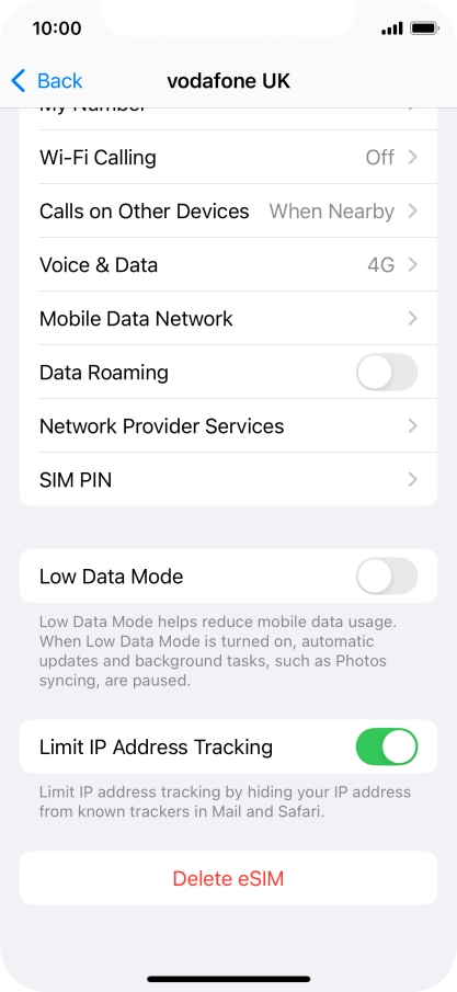 Press Delete eSIM and follow the instructions on the screen to delete your eSIM.