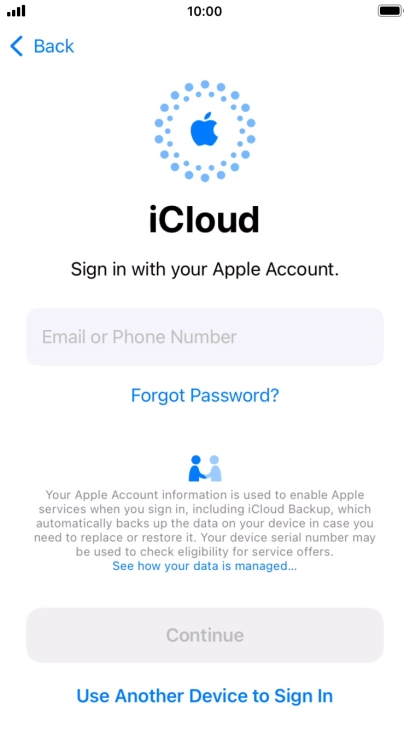 Press Email or Phone Number and key in the username for your Apple ID.