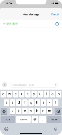 Press the text input field and write the text for your text message.
