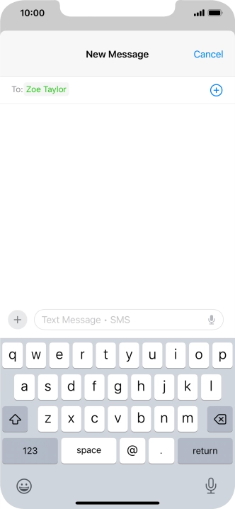 Press the text input field and write the text for your text message.