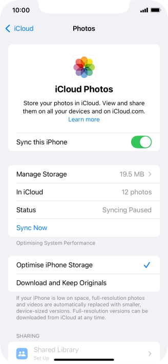 Press the indicator next to 
