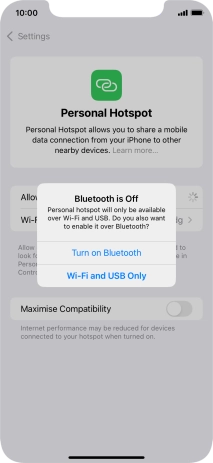 If Wi-Fi is turned on, press Wi-Fi and USB Only.