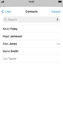 Press the required contact. Press the required contact.