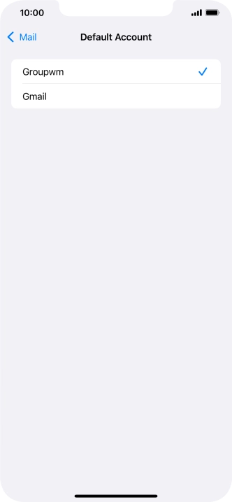 Press the required email account to select the email account as your default account. Press the required email account to select the email account as your default account.