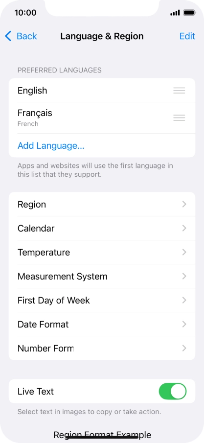 To subsequently select another language as the default language, press the move icon next to the required language and drag it to the top of the list.