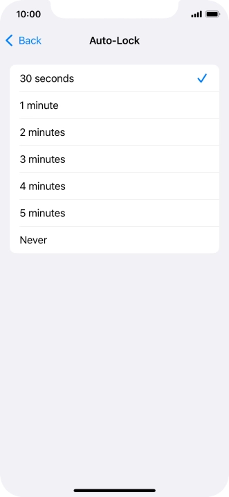 Press the required setting.
