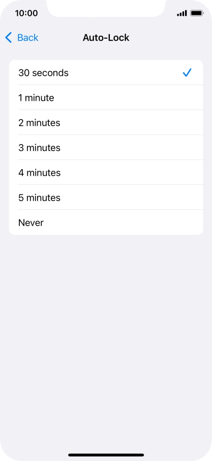 Press the required setting.