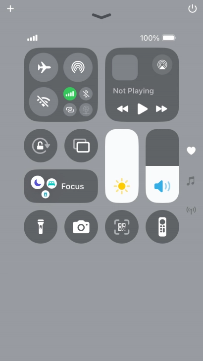 Slide your finger up or down on the screen to select the required Control Centre page.