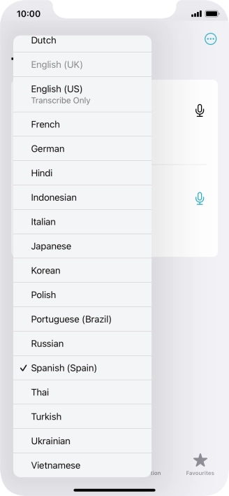 Press the required target language.