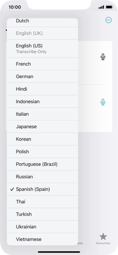 Press the required target language.