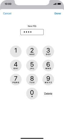 Key in a new four-digit PIN and press Done. Key in a new four-digit PIN and press Done.