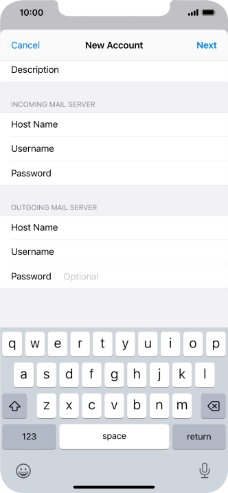 Press Password and key in the password for your email account.