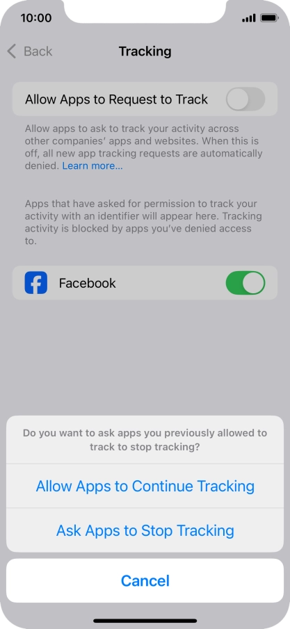 If you turn off the function, press the required setting.