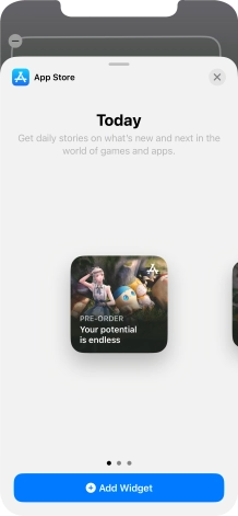 Slide your finger right or left on the screen to select the required widget size.