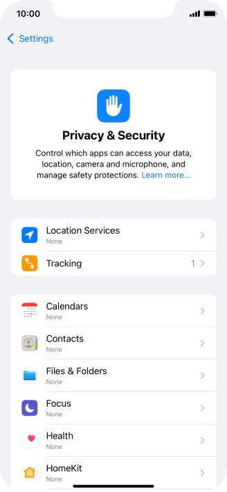 Press Location Services.