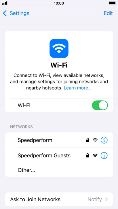 Press the required Wi-Fi network and key in the password for the Wi-Fi network.
