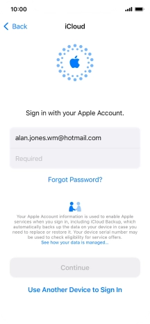 Press Required and key in the password for your Apple ID.