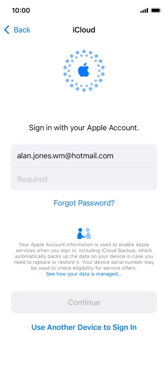 Press Required and key in the password for your Apple ID.