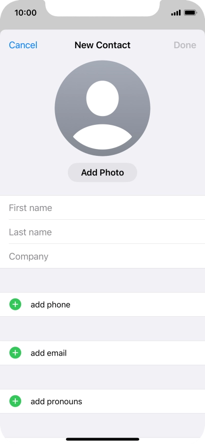Press First name and key in the first name.