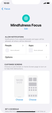 Press People and follow the instructions on the screen to select which contacts you would like to receive calls and notifications from when the selected focus mode is active.