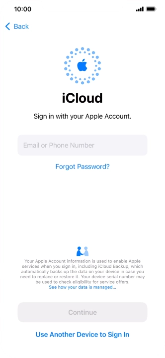 Press Email or Phone Number and key in the username for your Apple ID.