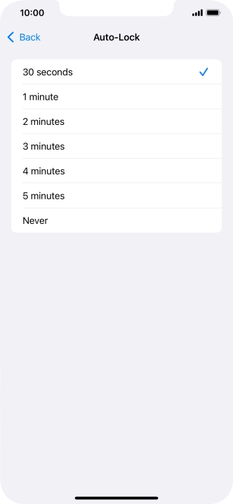 Press the required setting.