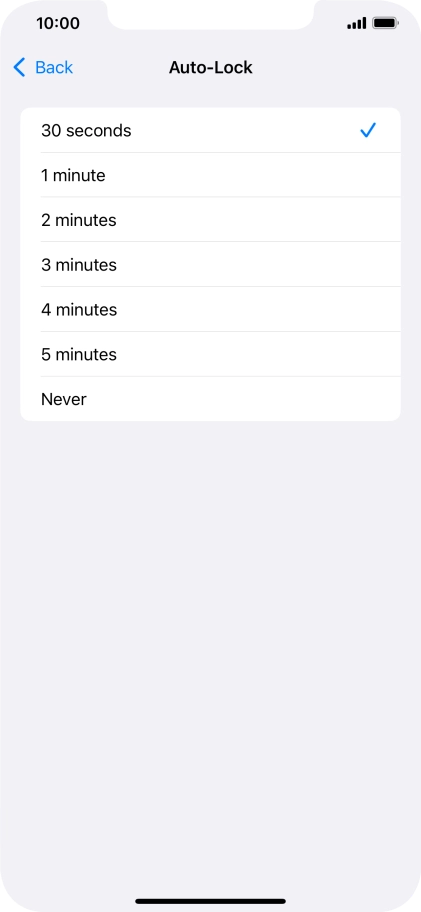 Press the required setting.