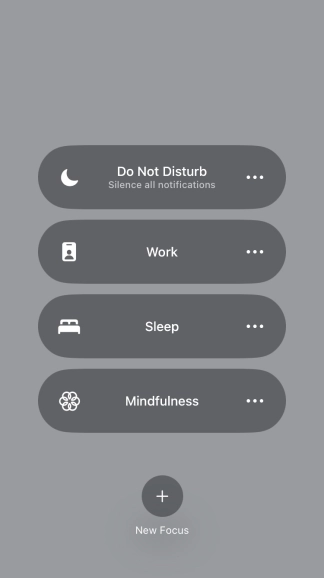 Press the required focus mode to activate or deactivate it immediately.