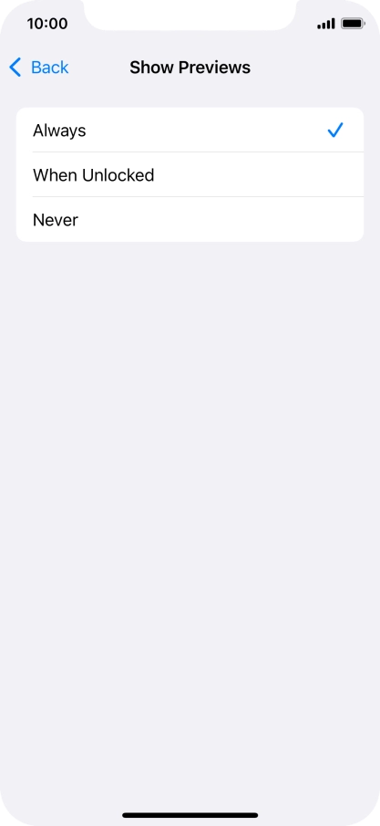 To select notification preview on the lock screen, press Always. To select notification preview on the lock screen, press Always.