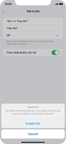 Press Enable Siri. Press Enable Siri.